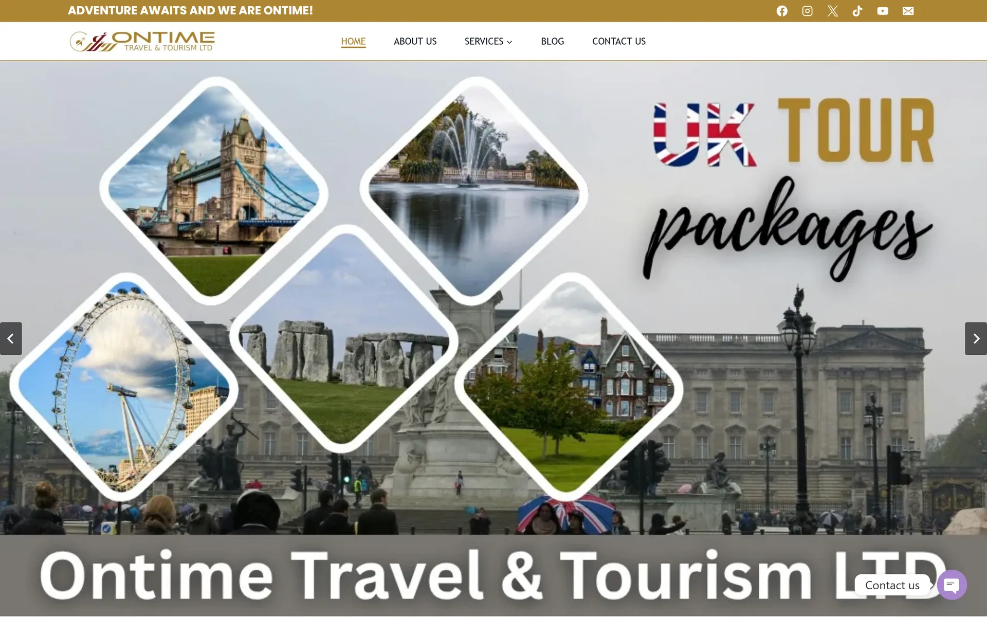 OnTime Travel & Tourism — A travel and tourism agency website.