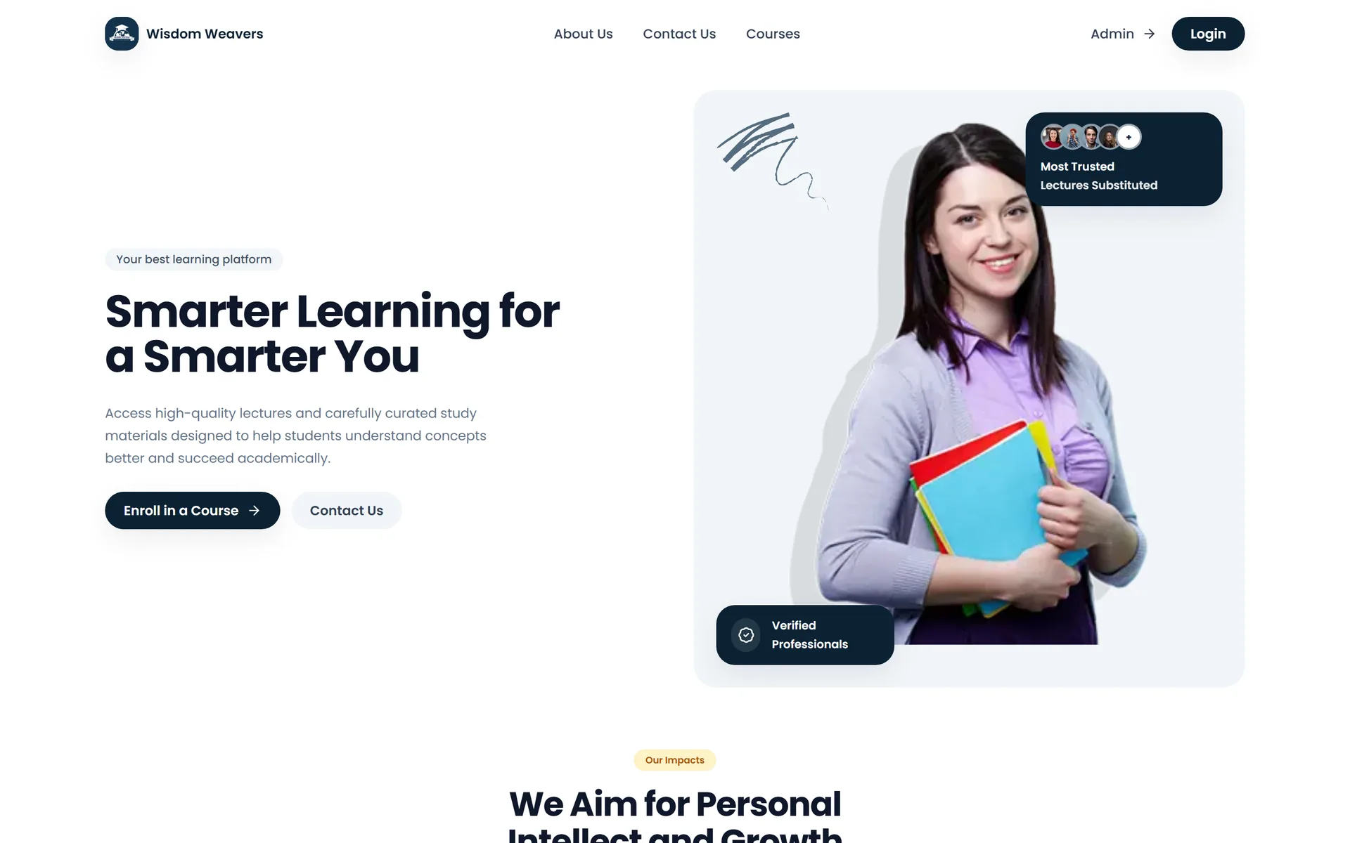 WisdomWeavers — An interactive e-learning platform with courses, quizzes, progress tracking and certificates.